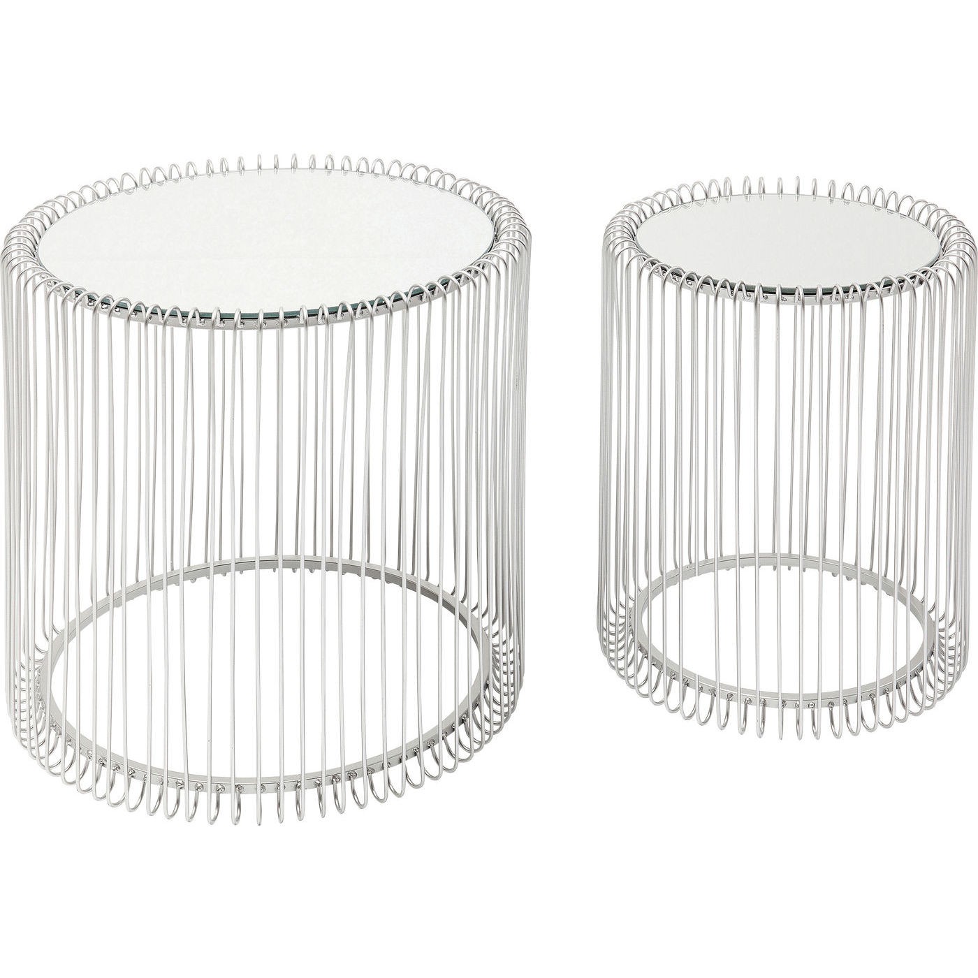 Tables d'appoint rondes Wire argentées set de 2 Kare Design