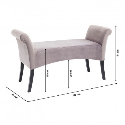 Banc Motley velours gris argenté Kare Design