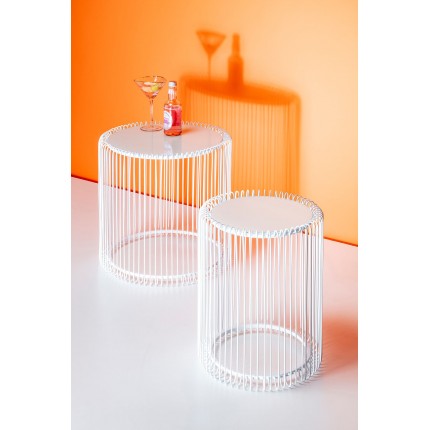 Tables d'appoint rondes Wire blanches set de 2 Kare Design