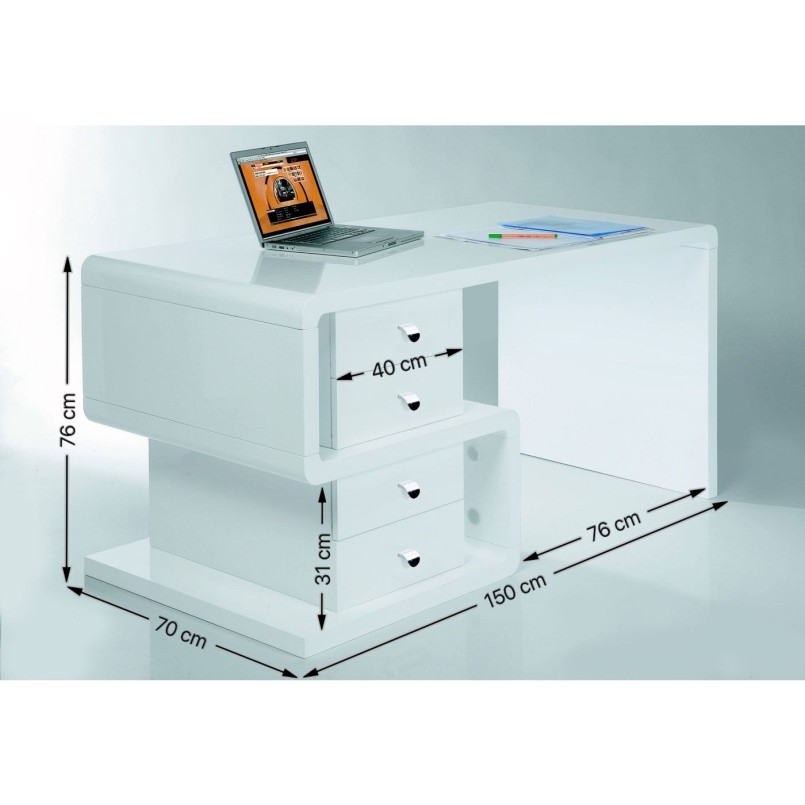 White Club Desk Snake 150x70cm Kare Design