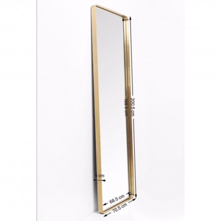 Wall Mirror Curve rectangular 200x70cm brass Kare Design