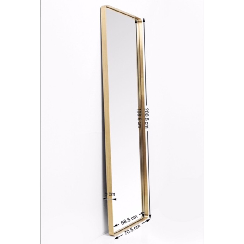 Mirror Curve Rectangular Brass 200x70cm Kare Design
