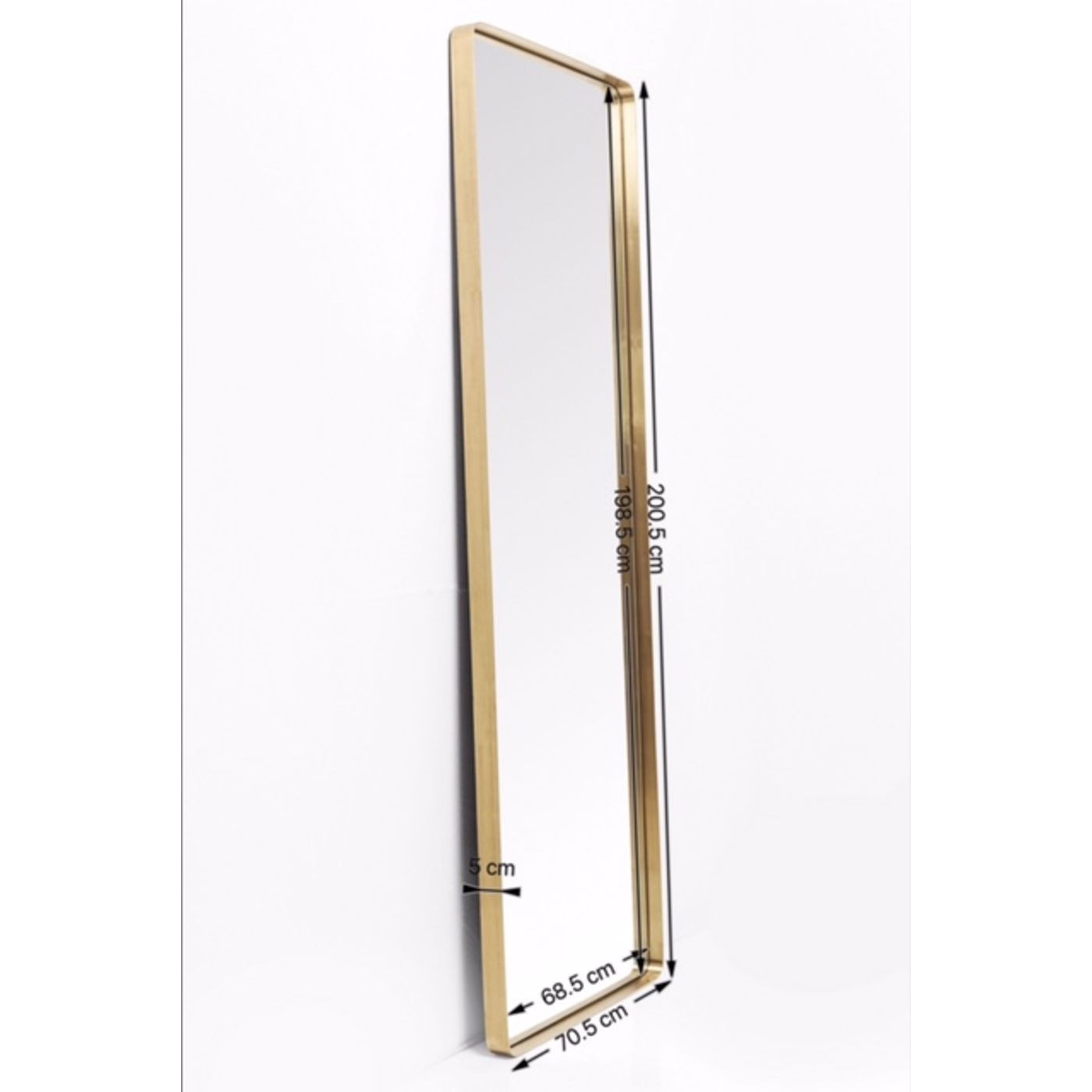 Miroir Curve rectangulaire laiton 200x70cm Kare Design