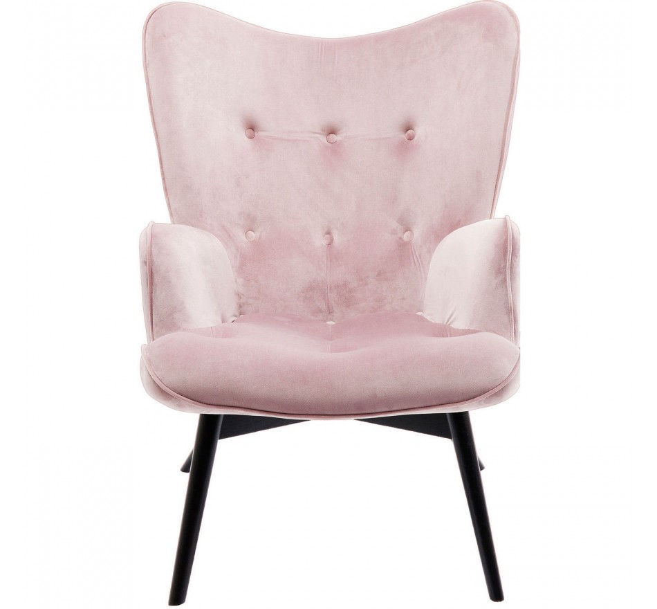 Fauteuil Vicky velours rose Kare Design