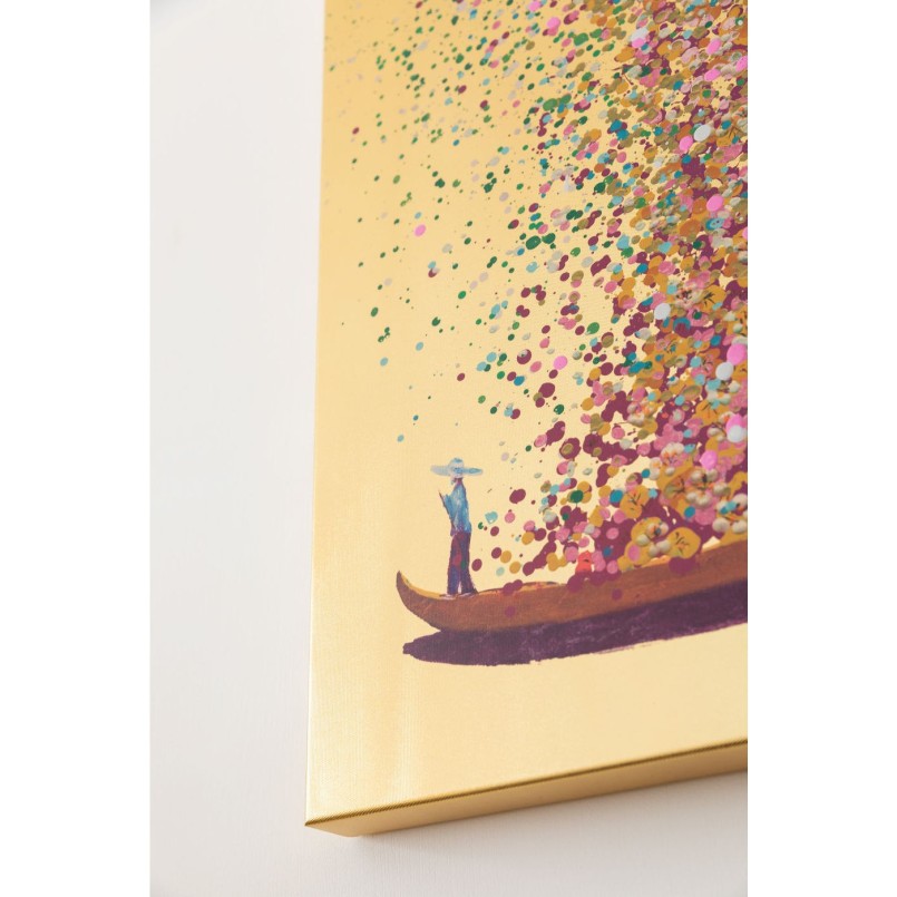 Picture Touched Flower Boat Gold Pink 100x80cm Kare Design