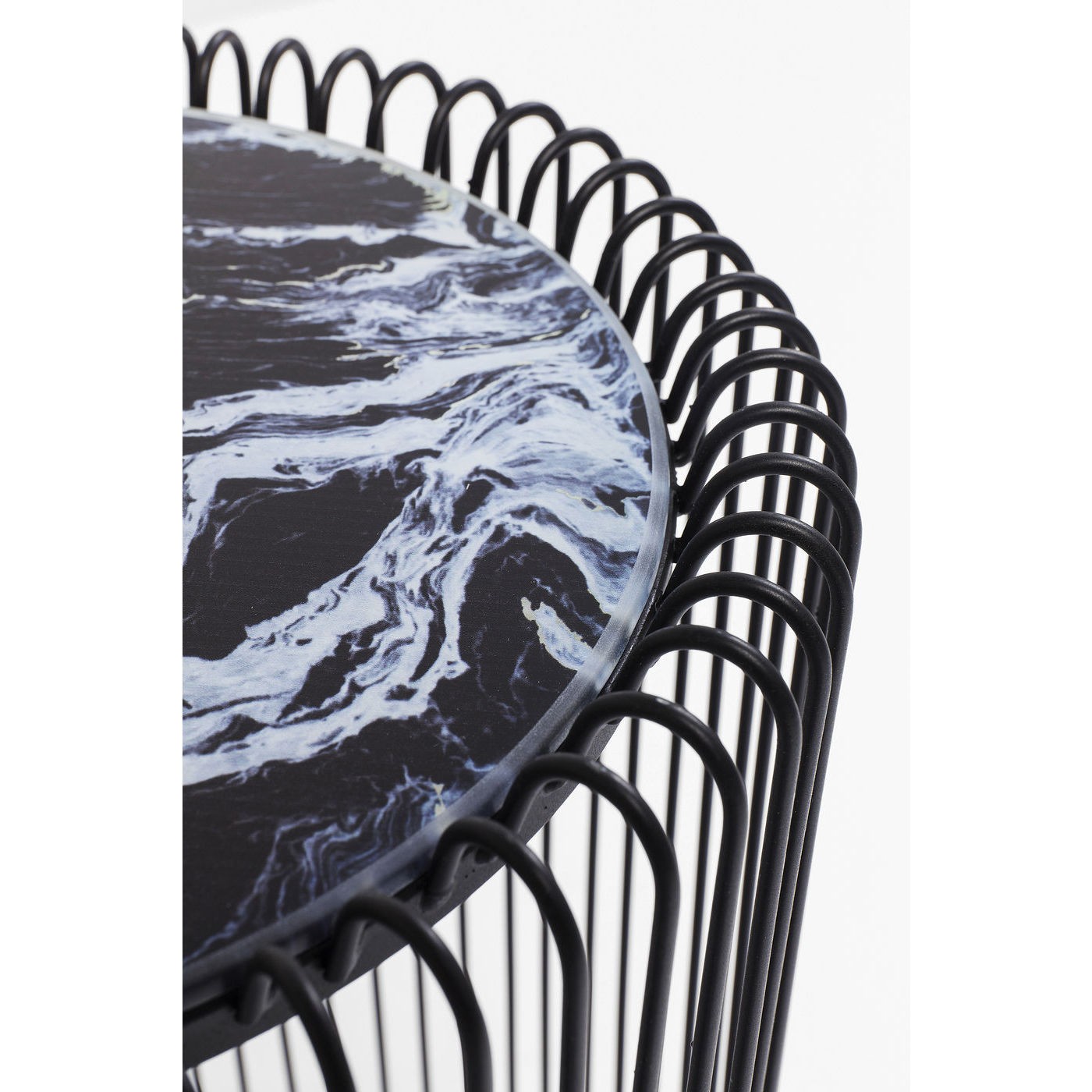 Tables d'appoint rondes Wire noires marbre set de 2 Kare Design
