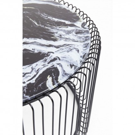 Tables basses rondes Wire noires marbre set de 2 Kare Design