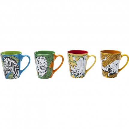 Mugs animaux de la savane set de 4 Kare Design