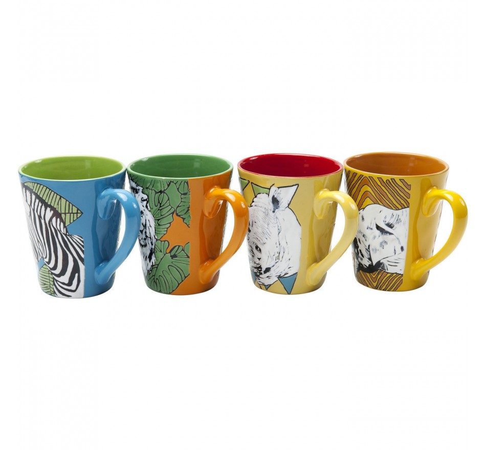 Mugs animaux de la savane set de 4 Kare Design
