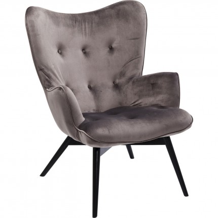 Fauteuil Vicky velours gris Kare Design