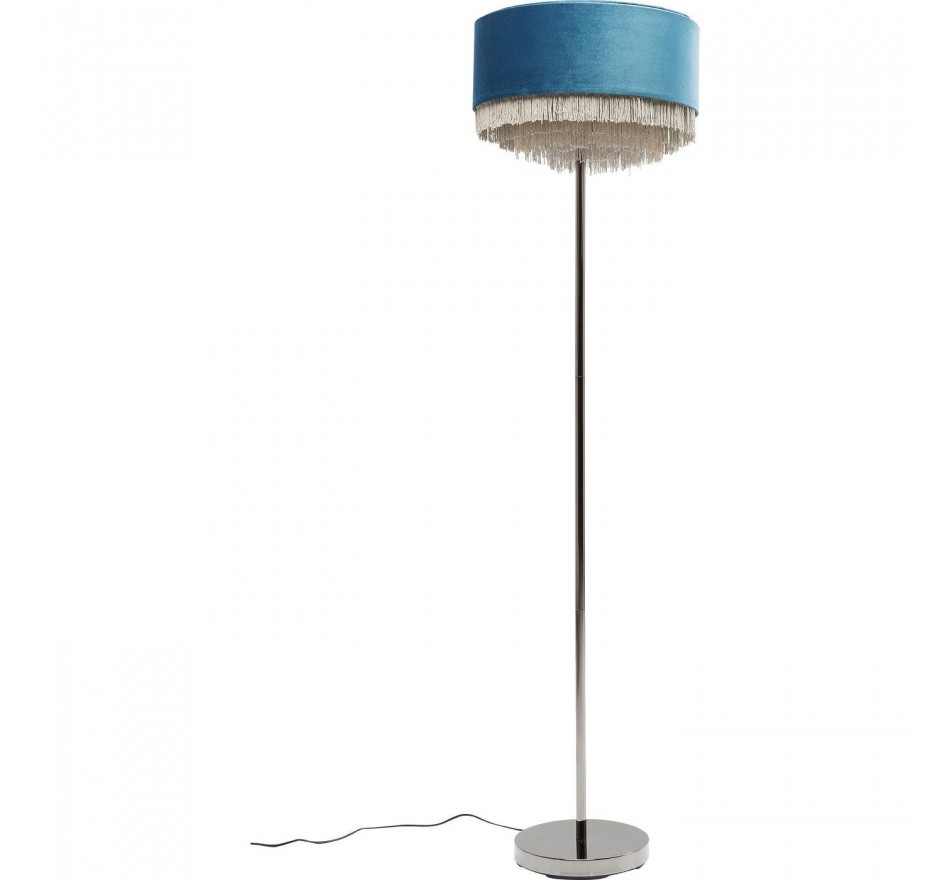 lampadaire rétro bleu pétrole à frange - tassel - kare design
