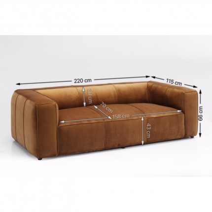 Canapé Cubetto 220cm velours marron Kare Design