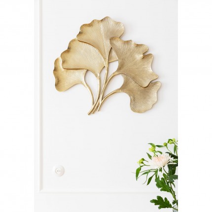 Déco murale feuilles de ginkgo dorée 72cm Kare Design