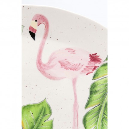 Plat Tropical flamants roses ovale 40cm Kare Design