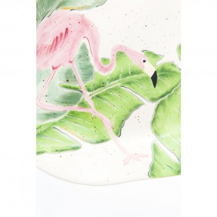 Plat Tropical flamants roses ovale 40cm Kare Design