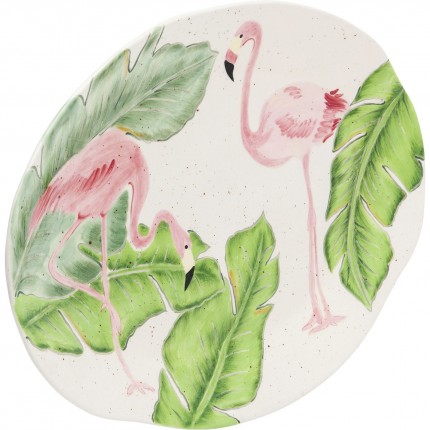 Plat Tropical flamants roses ovale 40cm Kare Design
