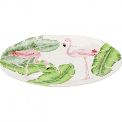 Plat Tropical flamants roses ovale 40cm Kare Design