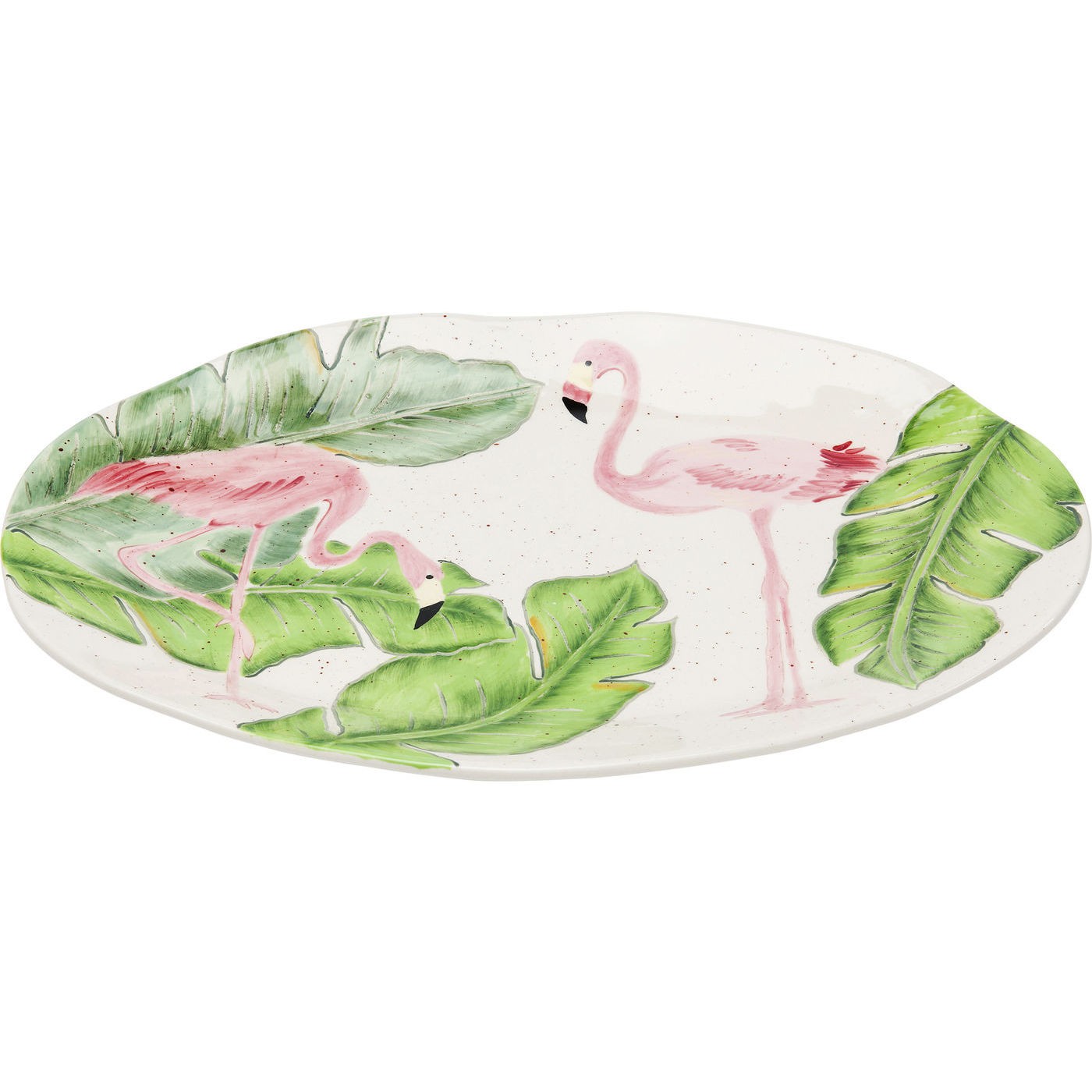 Plat Tropical flamants roses ovale 40cm Kare Design