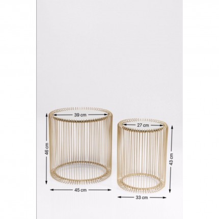 Tables d'appoint rondes Wire laiton set de 2 Kare Design