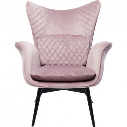 Fauteuil Tudor velours rose Kare Design