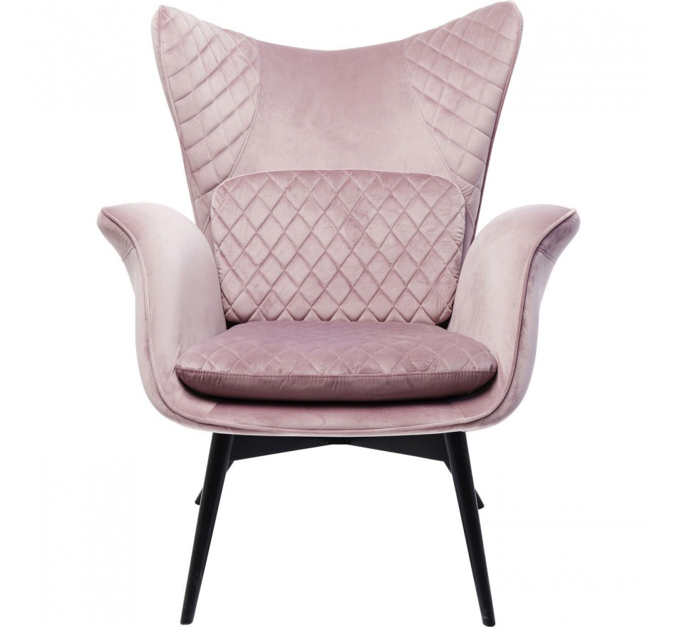Fauteuil Tudor velours rose Kare Design