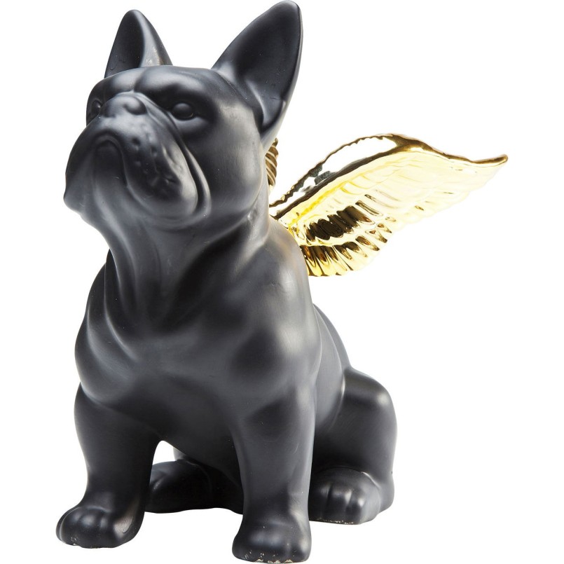 Deco Figurine Sitting Angel Dog Gold-Black Kare Design