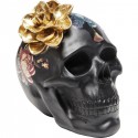 Déco crâne noir fleurs 22cm Kare Design
