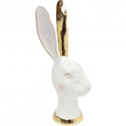 Déco tête de lapin blanc et doré 30cm Kare Design