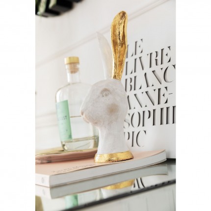 Déco tête de lapin blanc et doré 30cm Kare Design