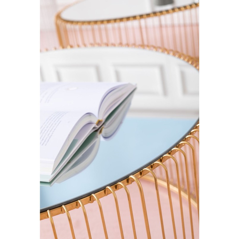 Tables basses rondes Wire laiton set de 2 Kare Design