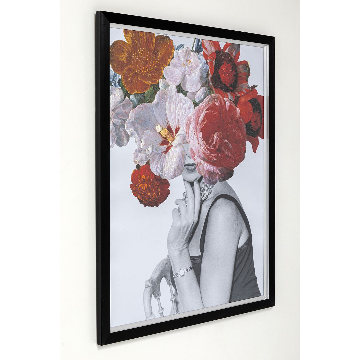 Tableau Frame Femme fleurs rouges 152x117cm Kare Design