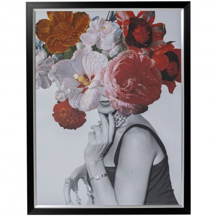 Tableau Frame Femme fleurs rouges 117x152cm Kare Design