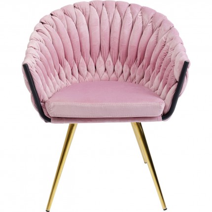 Chaise avec accoudoirs Knot velours rose Kare Design