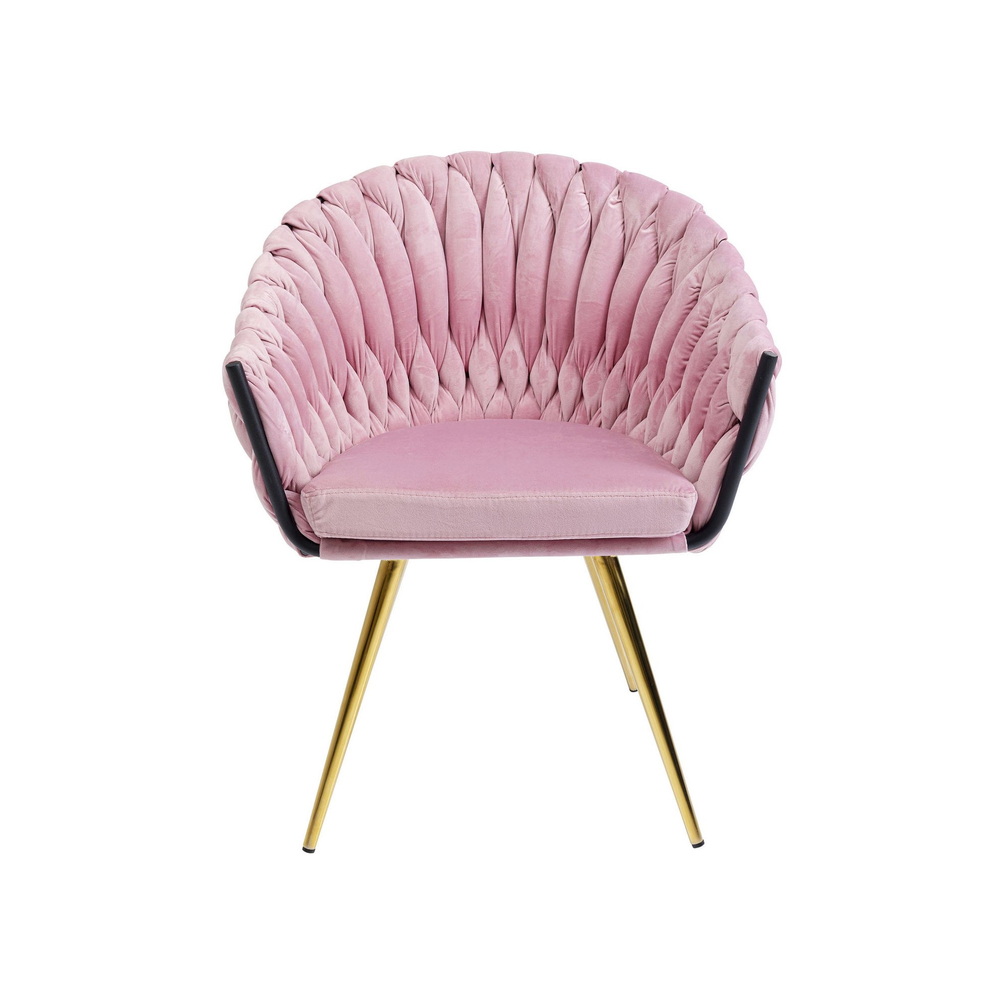 Chaise avec accoudoirs Knot velours rose Kare Design