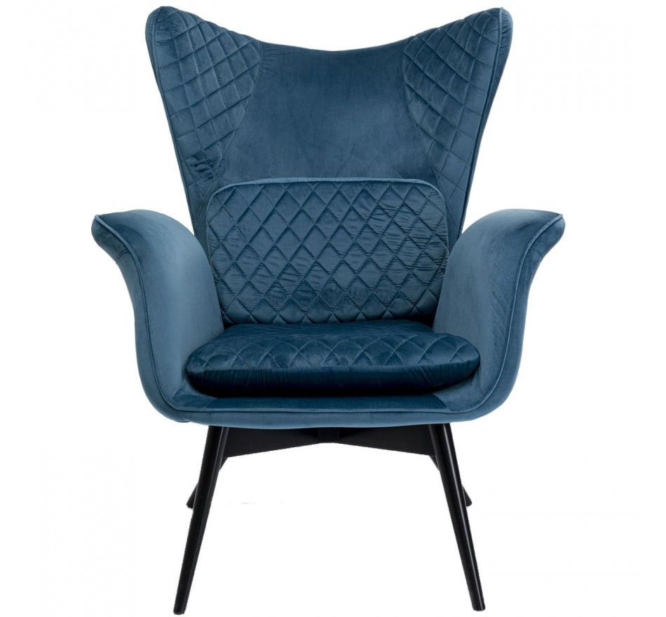 Fauteuil Tudor velours bleu pétrole Kare Design