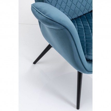 Fauteuil Tudor velours bleu pétrole Kare Design