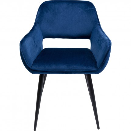Chaise avec accoudoirs San Francisco velours bleu Kare Design