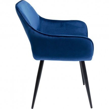 Chaise avec accoudoirs San Francisco velours bleu pétrole Kare Design