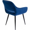 Chaise avec accoudoirs San Francisco velours bleu Kare Design