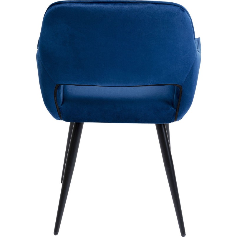 Chaise avec accoudoirs San Francisco velours bleu Kare Design