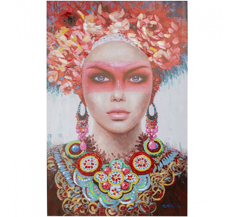 Tableau femme couronne de fleurs 90x140cm Kare Design