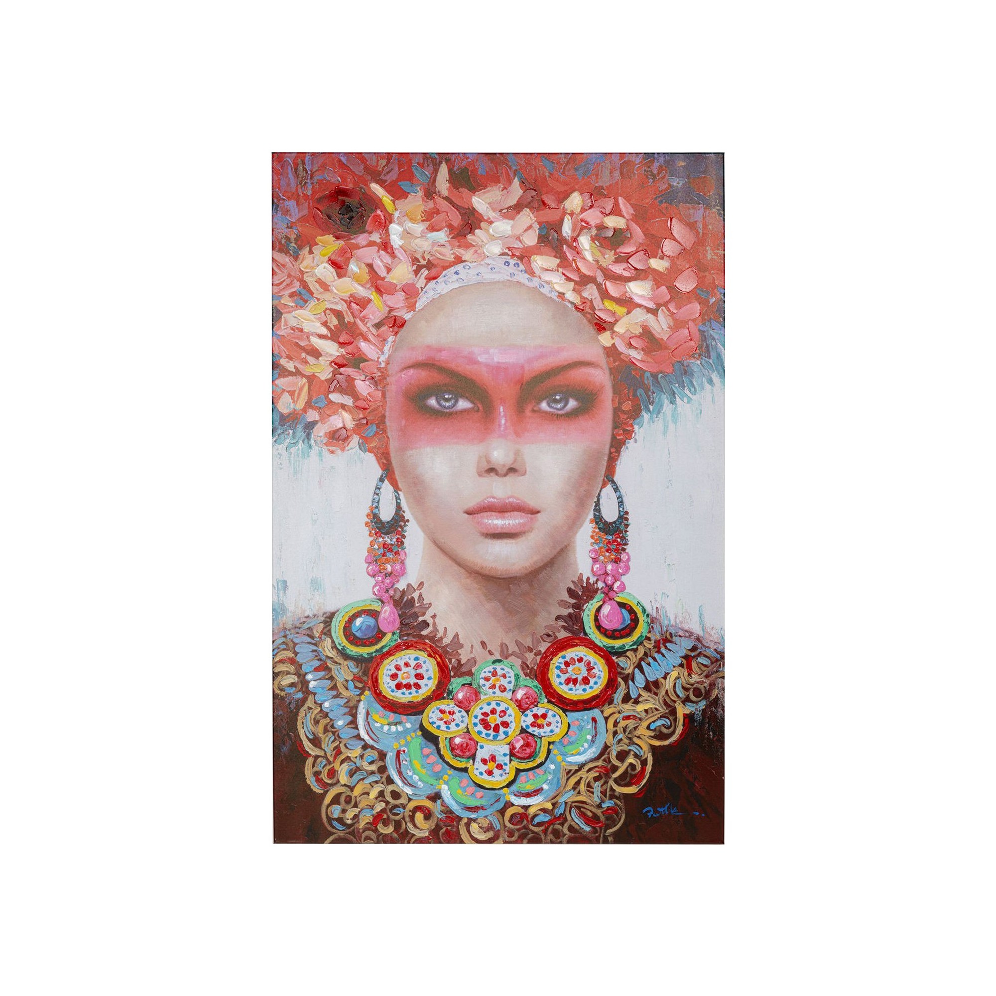 Tableau femme couronne de fleurs 90x140cm Kare Design