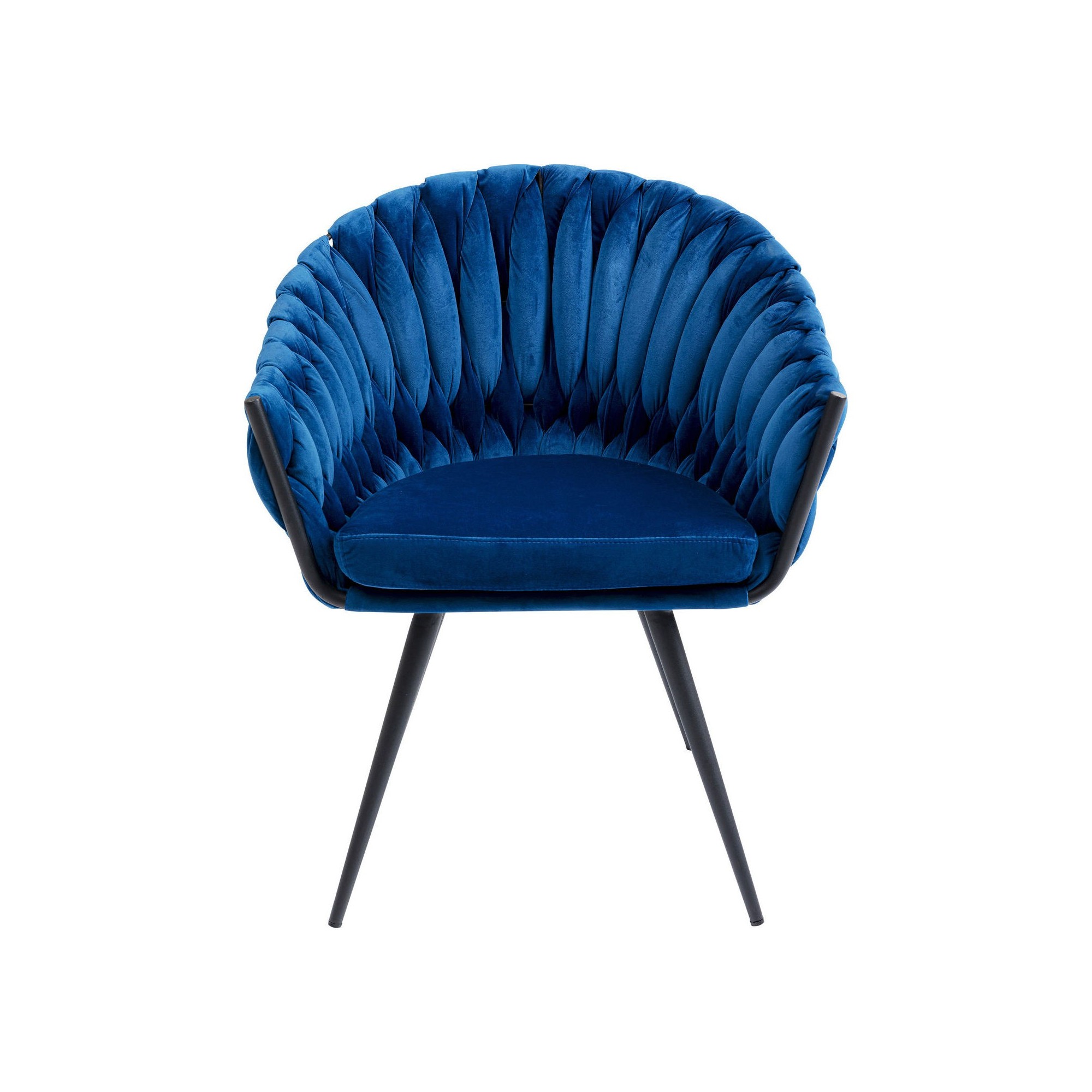 Chaise avec accoudoirs Knot velours bleu Kare Design