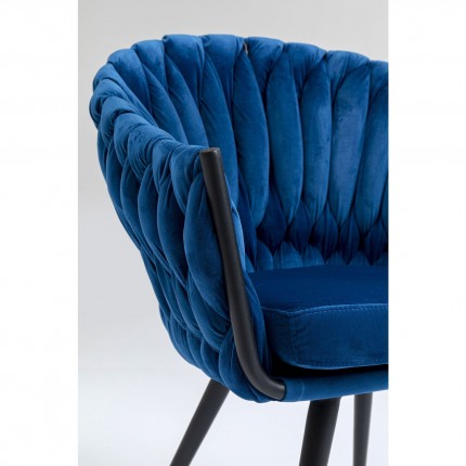 Chaise avec accoudoirs Knot velours bleu Kare Design