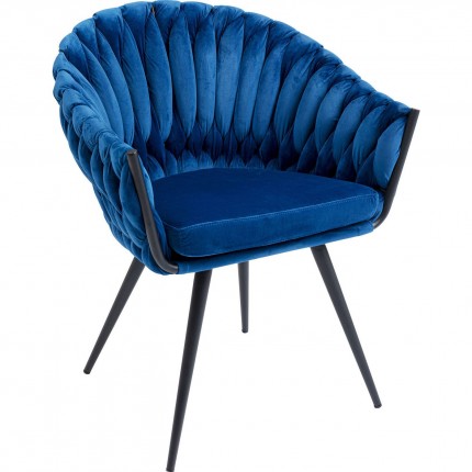 Chaise avec accoudoirs Knot velours bleu Kare Design