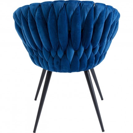 Chaise avec accoudoirs Knot velours bleu Kare Design