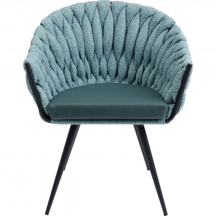 Chaise avec accoudoirs Knot bleu-vert Kare Design