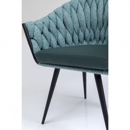 Chaise avec accoudoirs Knot bleu-vert Kare Design