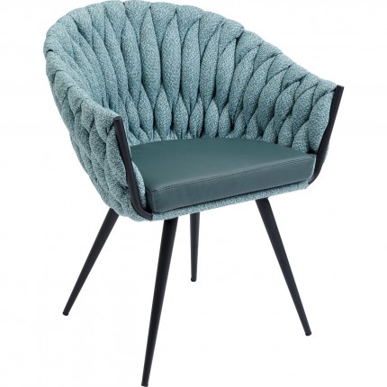 Chaise avec accoudoirs Knot bleu-vert Kare Design