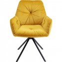 Chaise avec accoudoirs Mila velours jaune Kare Design